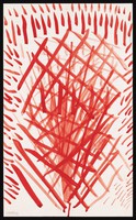 view A red excrescence overlaid by red grids and surrounded by darts. Watercolour by M. Bishop, ca. 1970.