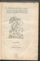 view De dissectione partium corporis humani libri tres / à Carolo Stephano, ... Una cum figuris et incisionum declarationibus, a Stephano Riverio chirurgo compositis.