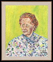 view Gertrude Elion. Oil painting by Sir Roy Calne, 1990.