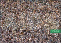 view A crowd of faces of people from many countries forming the word "AIDS". Colour lithograph.