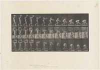 view A woman putting a basket down. Collotype after Eadweard Muybridge, 1887.