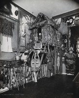 view Wellcome Historical Medical Museum, Wigmore Street, London: a head-hunter's hut, south east New Guinea, in the Hall of Primitive Medicine. Photograph.