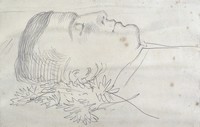 view The Hon. Hubert Howard on his deathbed. Pencil drawing by George Howard, 9th Earl of Carlisle.