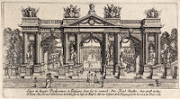 view A triumphal arch in a garden. Etching by Israel Silvestre.