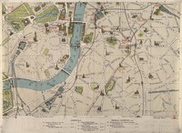 view A map of London: showing sites of medical interest in Lambeth, Pimlico, Southwark and Westminster. Coloured lithograph, 1913.