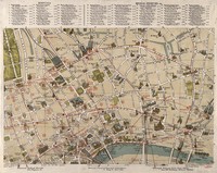 view A map of London: showing sites of medical and other interest in the City of London, and Westminster. Coloured lithograph, 1913.