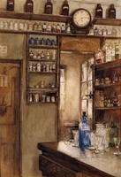 view An apothecary's shop: interior. Watercolour by Lucy Pierce.