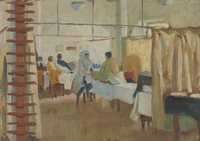 view Royal Naval Hospital, Haslar: massage room. Oil painting by Godfrey Jervis Gordon ("Jan Gordon").