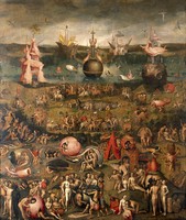 The Garden of earthly delights . Oil painting after Hieronymus