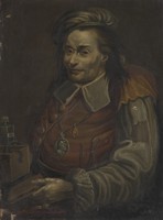 view A man in seventeenth century dress. Oil painting.