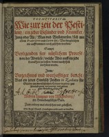 view Promptvarivm. Wie zur Zeit der Pestilentz, ein jeder gesunder vnd krancker, jung oder alt, Man vnd Weibsperson, sich mit allem praeseruiren vnd curirn sol ... sampt beyligenden seer nützlichem Process, von der Aderless, welche Ader auff ein jede Kranckheit zu lassen, damit nachtheil verhütet werde. Item, Verzeichnus vnd warhafftiger Bericht, was ein jedes himlisch Zeichen in Zodiaco für Glieder im menschlichen Cörper regiere, zur Aderlass gantz notwendig ... vnd andere gute Stücklein mehr. Autore Andrea Langner ... Zum andern mal vbersehen vnd gebessert / [Andreas Langner].