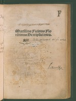 view Marsilius Ficinus Florẽtinus De triplici vita / [Marsilio Ficino].