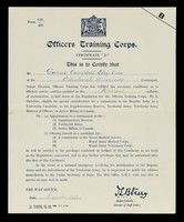 view Certificate "B" / Officers Training Corps.