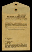 view Diary of transference / [War Office].