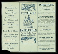 view Veterinary embrocation for the field, farm, kennel and stable.