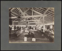 view Bombay plague epidemic, 1896-1897: interior of a temporary hospital for plague victims. Photograph.