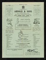 view Established over a century : by royal warrant of appointment to H.M. King George : Arnold & Sons (in association with Savory & Moore, Ltd., John Bell & Croyden) : makers of superior veterinary instruments & appliances, 50-52, Wigmore Street, London, W.1. Works: Lawrence Road, Tottenham, N.15.