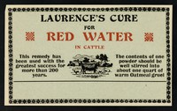 view Laurence's cure for red water in cattle : this remedy has been used with the greatest success for more than 200 years.