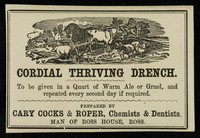 view Cordial thriving drench / prepared by Cary Cocks and Roper.