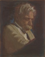 view Albert Schweitzer. Oil painting by Helen Kiddall.