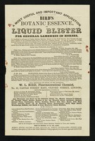 view A most useful and important application : Bird's Botanic Essence, or Liquid Blister : for general lameness in horses... / W.L. Bird.