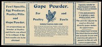 view Gape powder : for poultry and fowls : directions for use...