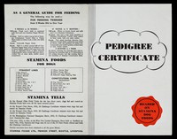 view Pedigree certificate : reared on Stamina dog foods / Stamina Foods Ltd.