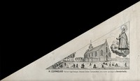 view Denderbelle, East Flanders, Belgium: pilgrims visiting the church of Saint Cornelius in search of cures for their nervous disorders. Engraving, ca. 191-.