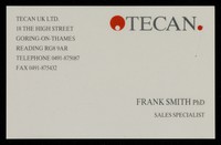 view Tecan : Frank Smith PhD : sales specialist.