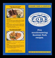 view Scottish quality pork : farm assured : five mouthwatering Scottish pork recipes : insist on the peak of Scottish pork / Scottish Pig industry Initiative.