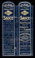 view "Delboro" registered D&C Sauce : rich fruity and of exquisite flavor : specially prepared from the recipe of an eminent connoisseur / by the Delboro Co.