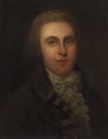 view A man designated as Erasmus Darwin. Oil painting, 19--.