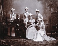 view A doctor with five nurses. Photograph by Lafayette, 190-.