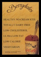 view Berrydales healthy no-cream ices : totally dairy free, low cholesterol, ultra low fat, low calorie, vegetarian.