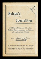 view Nelson's specialities : sold by all grocers, chemists, Italian warehousemen, and stores throughout the world : Geo. Nelson, trade mark / G. Nelson, Dale & Co.