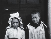 view Gloucester smallpox epidemic, 1896: two convalescent children. Photograph by H.C.F., 1896.