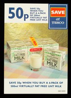 view 50p : save 50p when you buy a 6-pack of 500ml virtually fat free UHT milk : save at Tesco / Tesco.