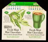 view Fresh mint hot chocolate low calorie instant drink : free from artificial colours, flavours and preservatives / The Boots Company PLC.