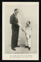 view Fred Roper with one of his midgets : John Tweedlie McPherson : age 19, height 40 inches.