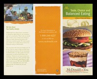 view Taste, choice and balanced eating : a menu of taste and choice / McDonald's Corporation.