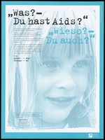 view Head of a girl; representing children with AIDS. Colour lithograph after C. Gramespacher, 199-.