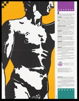 view One folded sheet containing the silhouette torso of Michelangelo's David and a list of excuses for not practising safe sex; advertisement by the San Francisco AIDS Foundation. Colour lithograph by Larry Stinson and Les Poppas.