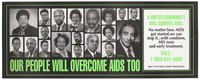 view The faces of black men and women representing black people in New York united in their support against AIDS. Colour lithograph.