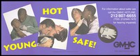 view A gay couple, a heterosexual couple and a lesbian couple with a latex glove, condom and lubricant representing an advertisement for safe sex by the Gay Men's Health Crisis. Colour lithograph by Charlie Pizzarello, 1993.