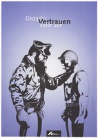view Two muscular men, one of them in uniform disciplining the other, representing the need for safe sex. Colour lithograph after Frost, 199-.