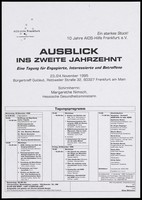 view Centenary of Aids-Hilfe Frankfurt e.V.: workshops, conference and an evening reading. Lithograph, 1995.