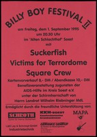 view Details of the Billy Boy Festival II on Friday 1 September 1995 at the "Alten Schlachthof" ("Old Slaughterhouse") in Berlin. Lithograph.