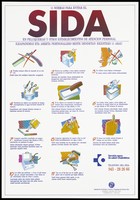 view A list of 11 illustrated rules in Spanish and Basque on how to avoid AIDS issued by Basque Health Services. Colour lithograph, ca. 1996.