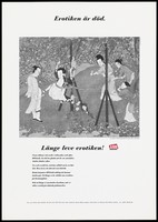 view A Chinese painting in which a woman baring her genitals is pushed on a swing towards a man with an erect penis. Colour lithograph, ca. 1989.