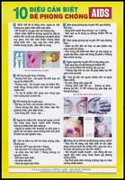 view An illustrated list of 10 things to know to prevent AIDS in Vietnamese; an AIDS prevention advertisement by The Committee on AIDS Ministry of Defence. Colour lithograph, ca. 1995.